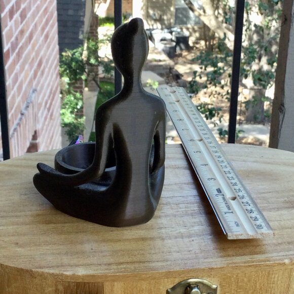 Handcrafted 3D Brown Yoga Lady Candle or Crystal Holder – Unique Spiritual Decor - Picture 3 of 3